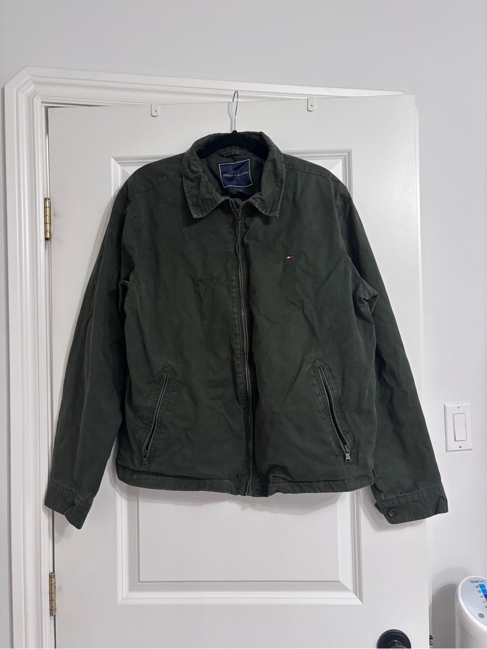 Tommy Hilfiger Men's Olive Green Zip-Up Shirt Jacket